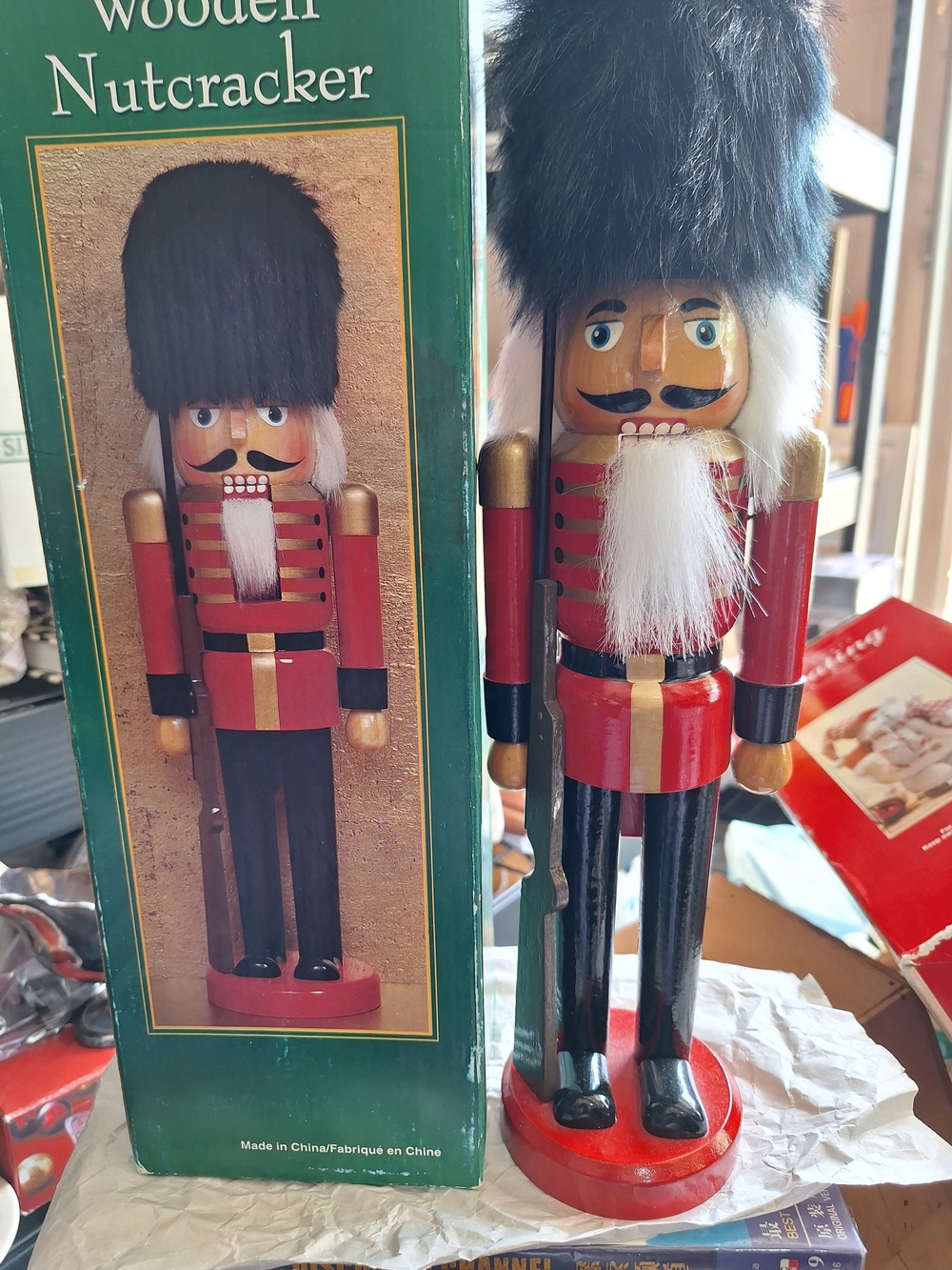 Traditional Red and Black Wooden Nutcracker Soldier
